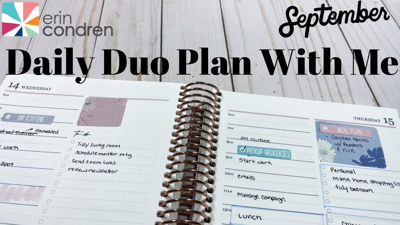 Erin Condren Daily Duo Plan With Me | September 2022 - YouTube