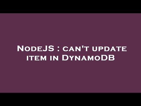NodeJS : can't update item in DynamoDB