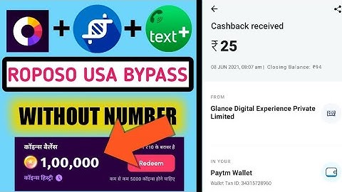 Roposo App Unlimted Refer Bypass Trick | Usa Number Bypass | 20+20+20 Unlimted Paytm Cash