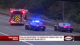 NH state police on scene of serious crash on I-93