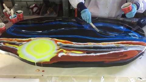 96. Large Resin Coffee Table. Part 1. First Layer using StoneCoat Art Coat