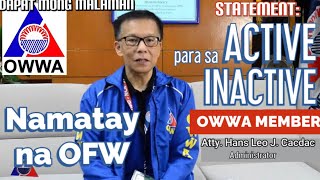 OFW’s UPDATE: OWWA MEMBER or HINDI , MGA DAPAT MONG MALAMAN ACTIVE AT INACTIVE OWWA BENEFITS screenshot 2