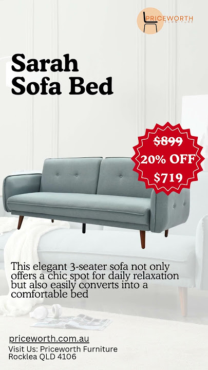 Sarah Sofa Bed – Light Blue & Dark Grey | Scandinavian Style with Practical Comfort