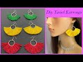 How to Make  Boho Tassel Earrings From Keyring & Embroidery Thread | Brincos de borla | लटकन झुमके