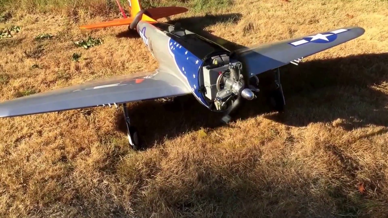 Topflite P-47 Saito FG-60R3 first run after engine break-in. 6800 RPM w/Fiala 22x10 gas prop