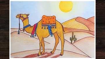 How to draw Camel step by step |Easy Camel drawing |How to draw Desert |Desert drawing step by step
