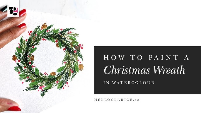 How To Paint A Simple Wreath With Metallic Watercolors