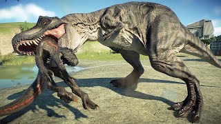 TREX vs ALL LARGE & MEDIUM CARNIVORE AND HERBIVORE  Jurassic World Evolution 2