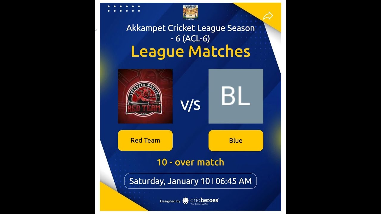 AKKAMPET CRICKET LEAGUE SEASON - 06 (ACL-06) II MATCH NO - 01  II   RED TEAM   v/s   BLUE   II