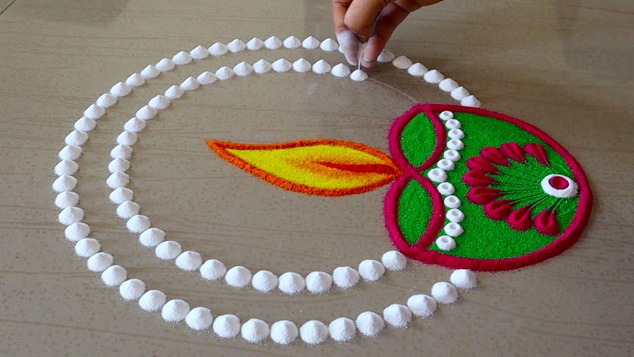 Easy Diya Rangoli Design For Diwali | Diya Rangoli For Navratri ...