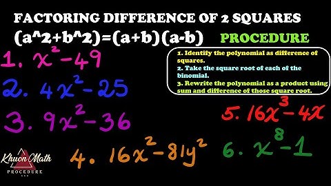 How To Factor Difference Of 2 Squares (Special Binomials) Using Easy-To-Follow Procedure.