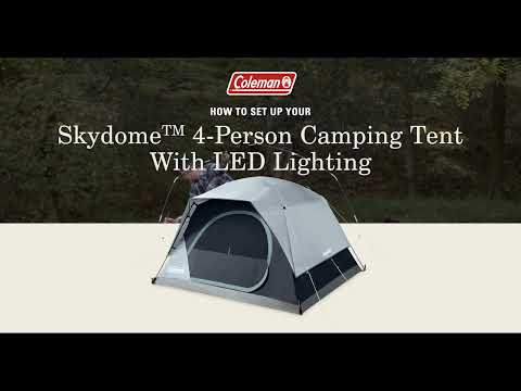 How To Set Up Your Coleman® 4-Person Skydome™ Camping Tent with LED Lights & Rainfly