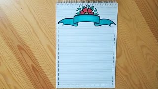 تزيين الدفاتر | تزيين الدفتر سهل|رسومات لتزيين الدفاتر | easy notebook border design