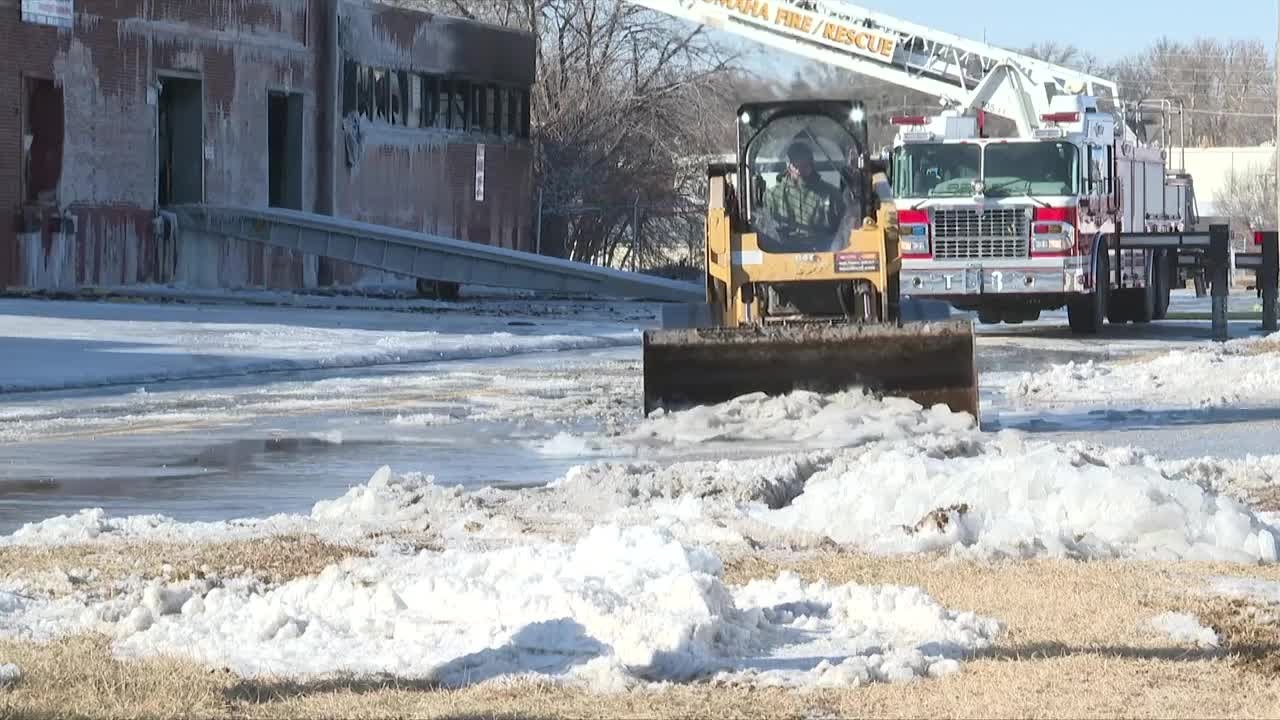 Omaha firefighters monitor warehouse fire hot spots for fourth day amid freezing conditions