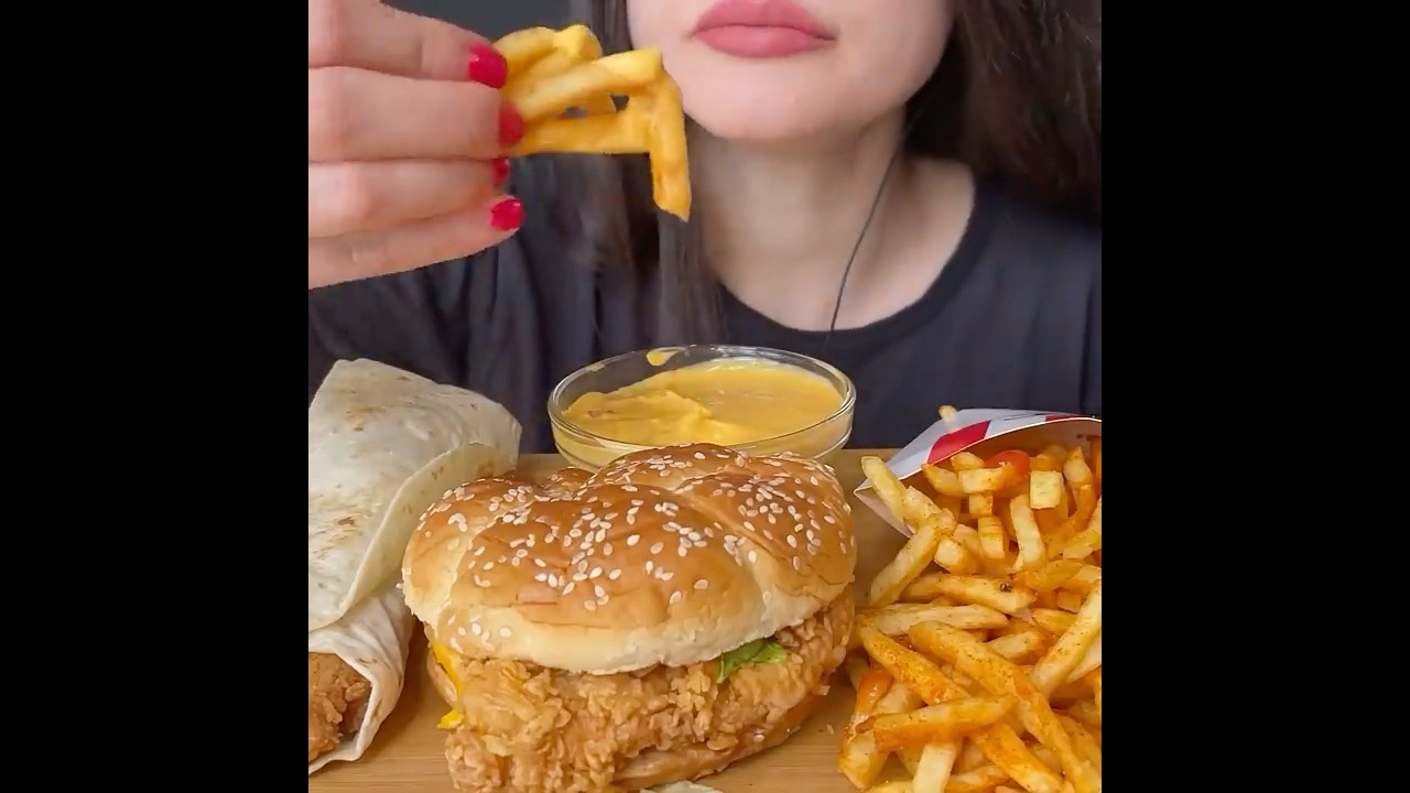 ASMR KFC FOOD *FRIED CHICKEN BURGER/SANDWICH + SPICY FRIES MUKBANG | EATING SOUNDS 