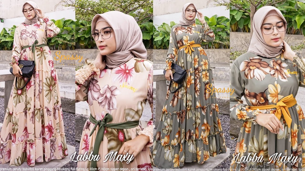 20 Baju gamis terbaru  2022  motif bunga  bunga  anggun 