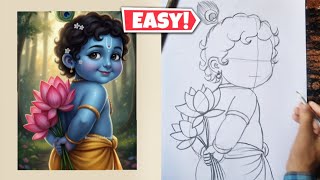 Lord Krishna Drawing How To Draw Lord Krishna Drawing