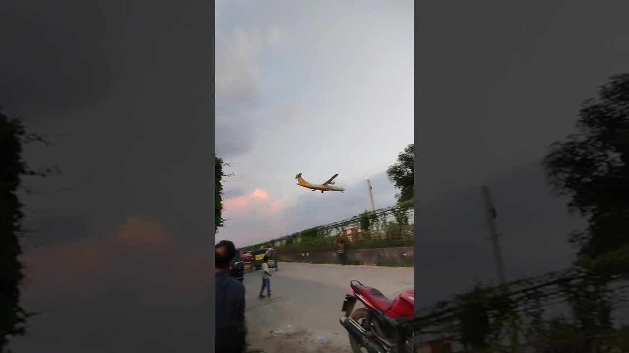 Plane Landing at Hazrat Shahjalal International Airport, Dhaka, Bangladesh 