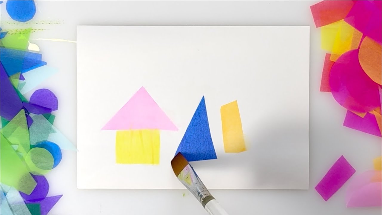 Игра с цветной бумагой | Как рисовать водой и бумагой без красок 🟦🟡✂️