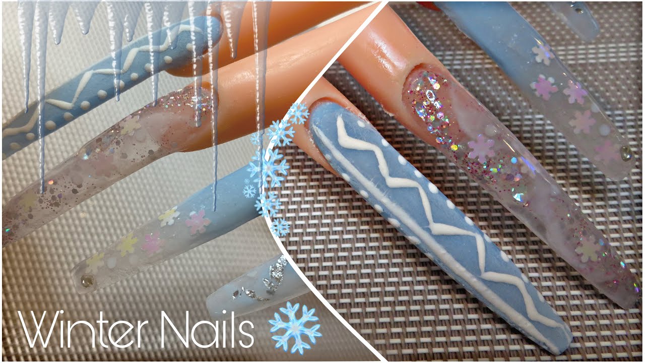ICE BLUE WINTER NAILS | Acrylic nail tutorial!