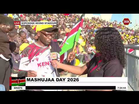 Excited Kenyans flock to Kipchoge Keino Stadium in Eldoret for Mashujaa Day