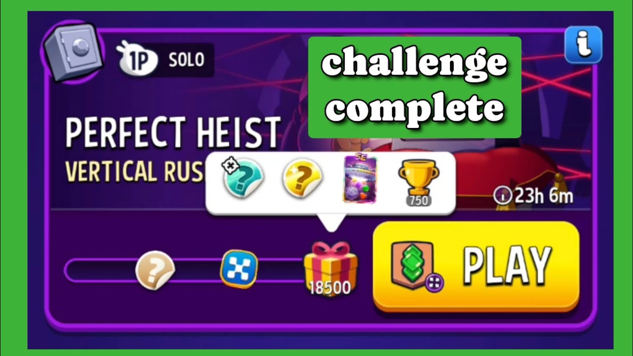 Vertical rush solo challenge|18500 points|perfect heist|match masters