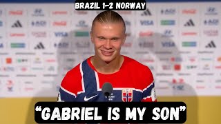 Erling Haaland TROLLS Gabriel after eliminating Brazil - Post Match Interview - Brazil vs Norway screenshot 2