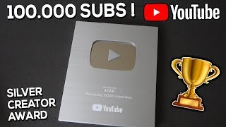 100K YouTube Trophy - Silver Creator Award (Unboxing) - AZOIR