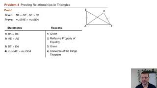 Geometry 5-7 Inequalities in Two Triangles: Problem 4 - Proving Relationships in Triangles