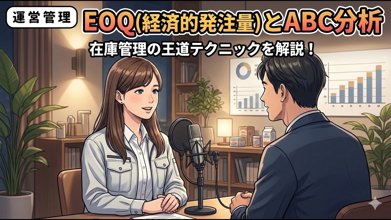 【１次・聞き流し】EOQ（経済的発注量）とABC分析『発注費用と在庫維持費用の関係』（運営管理）