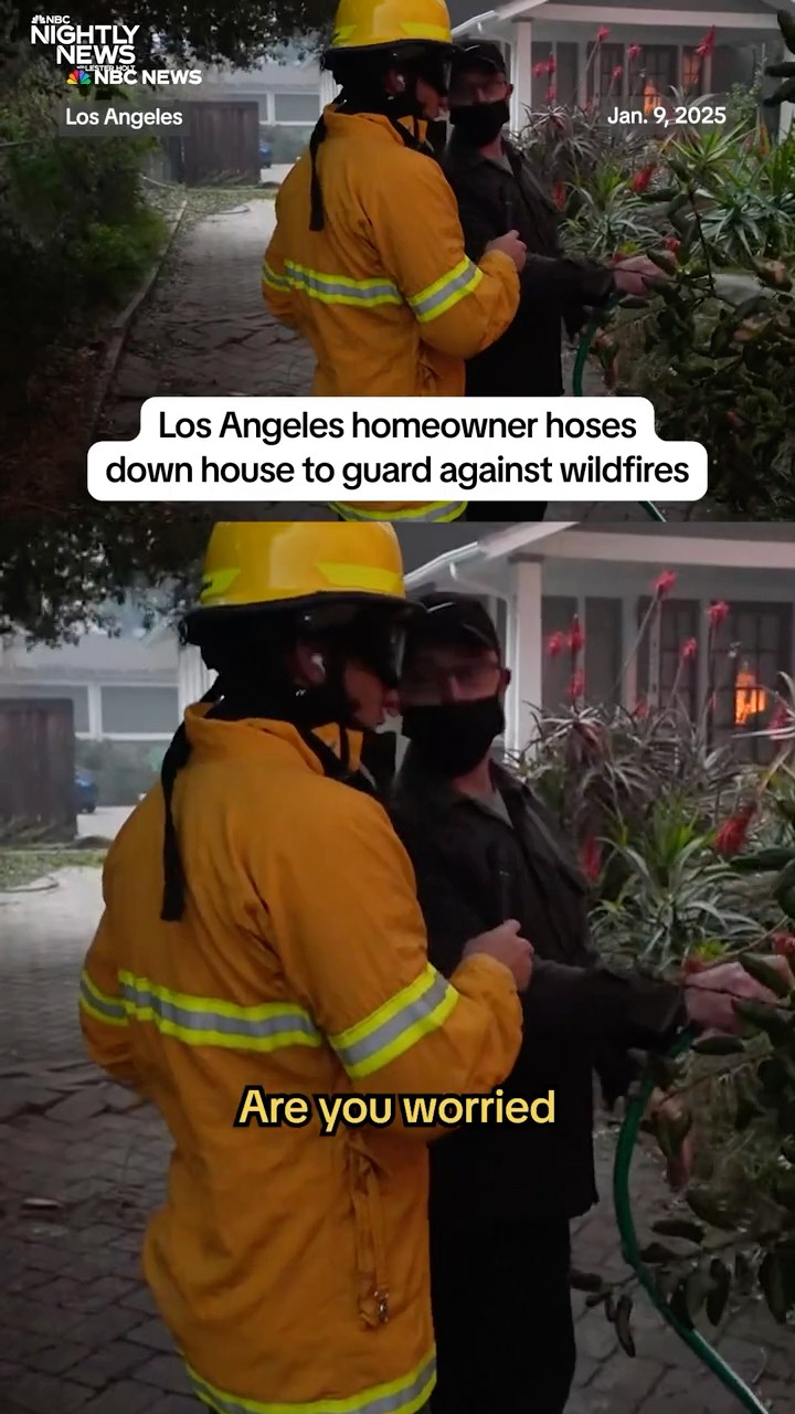 Los Angeles homeowner hoses down house to guard against wildfires