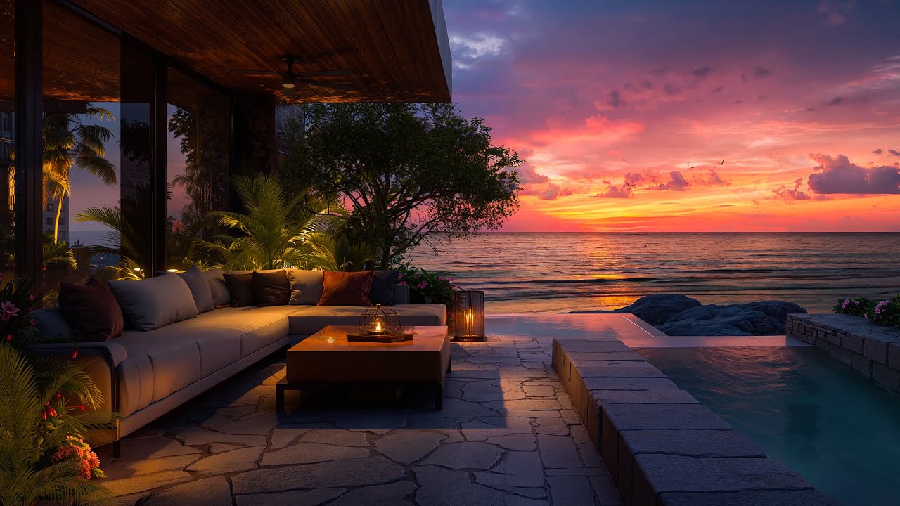 Peaceful Seaside with Soothing Jazz Music – Gentle Jazz for a Relaxing Sunset Moment