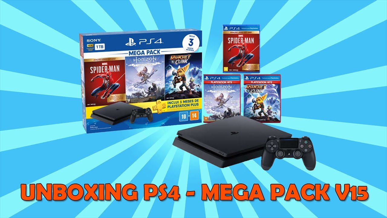 Console PlayStation 4 Mega Pack Hits V15 1TB Com 3 Jogos 