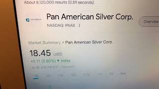 Pan American SIlver Corp PAAS Stock Information