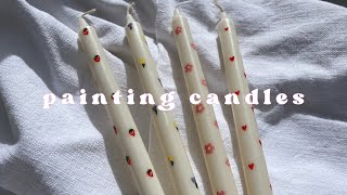 Paint Aesthetic Candles with me! | Painting taper candles with acrylic paint! dollar store diy 2023