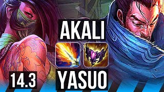 AKALI vs YASUO (MID) | 10/1/7, Legendary, 500+ games | BR Master | 14.3