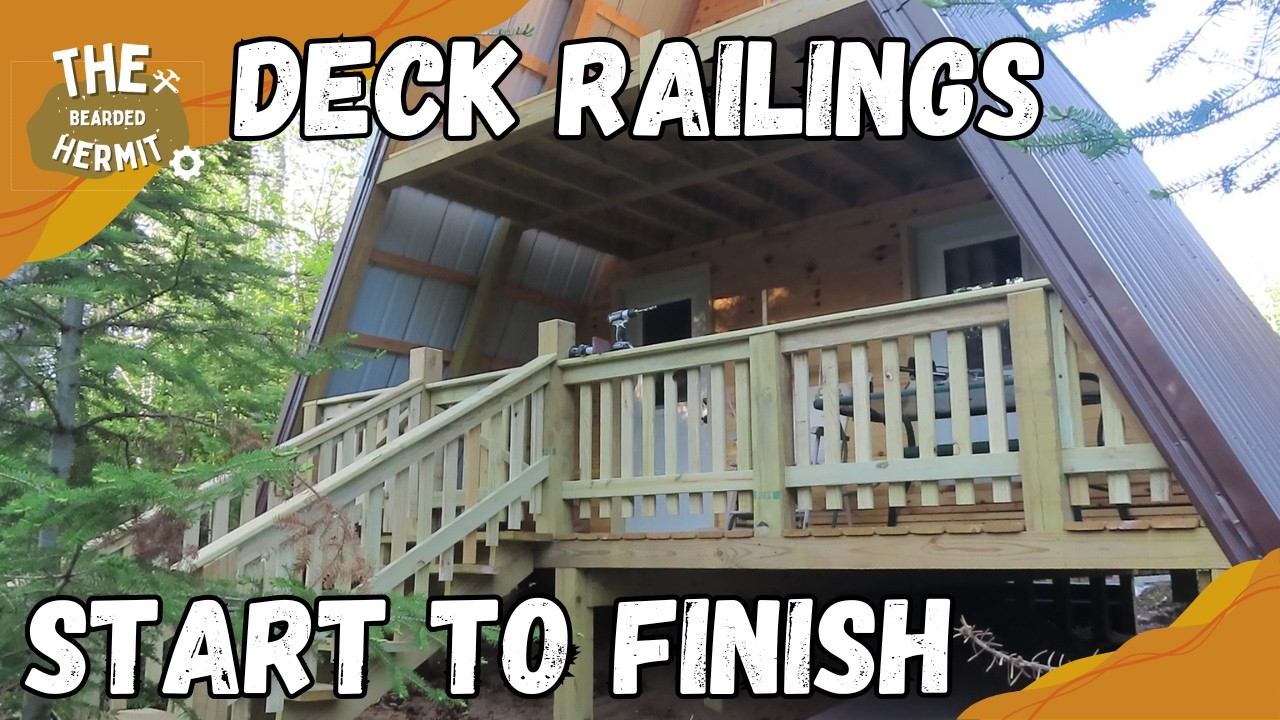 Makeshift Railing Homemade Deck & Stair Railings, A-Frame Build Start to Finish - YouTube