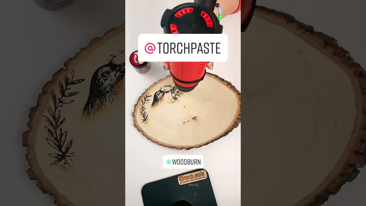 HOW TO BURN DESIGNS INTO WOOD WITH HEAT with the Original Wood Burning  Paste 🔥 Torch Paste 🔥 #shorts 