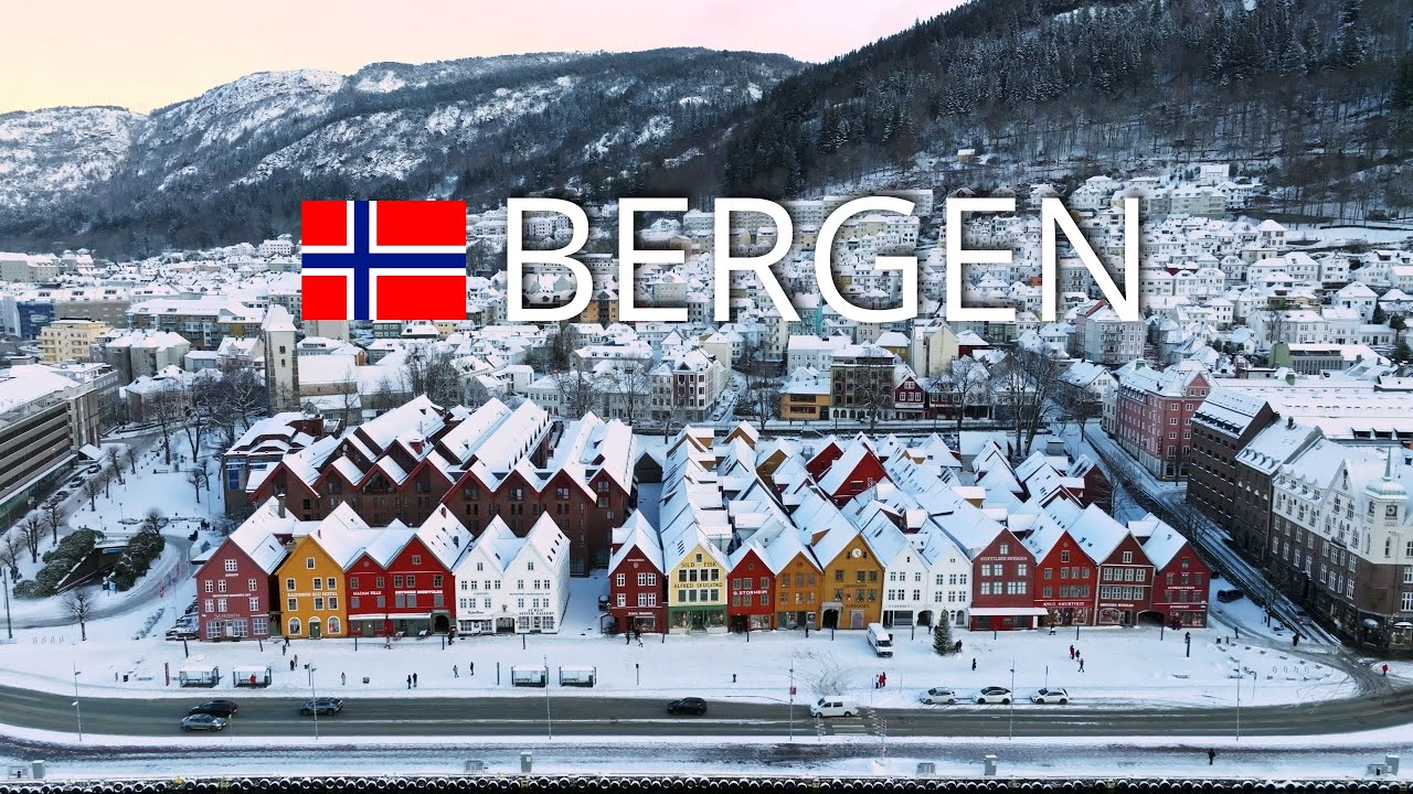Norway's Winter Wonderland: Cinematic Drone Video of Bergen