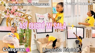 LIMPIANDO Y DECORANDO MI SALA PARA PRIMAVERA 🌸 | Colocando Cortinas Nuevas | Motivación para Limpiar