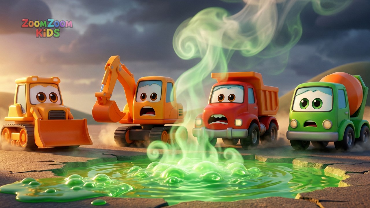 Green Slime Monster Attack! 🚜 Rescue Baby Trucks! | Kids Cartoon & Songs