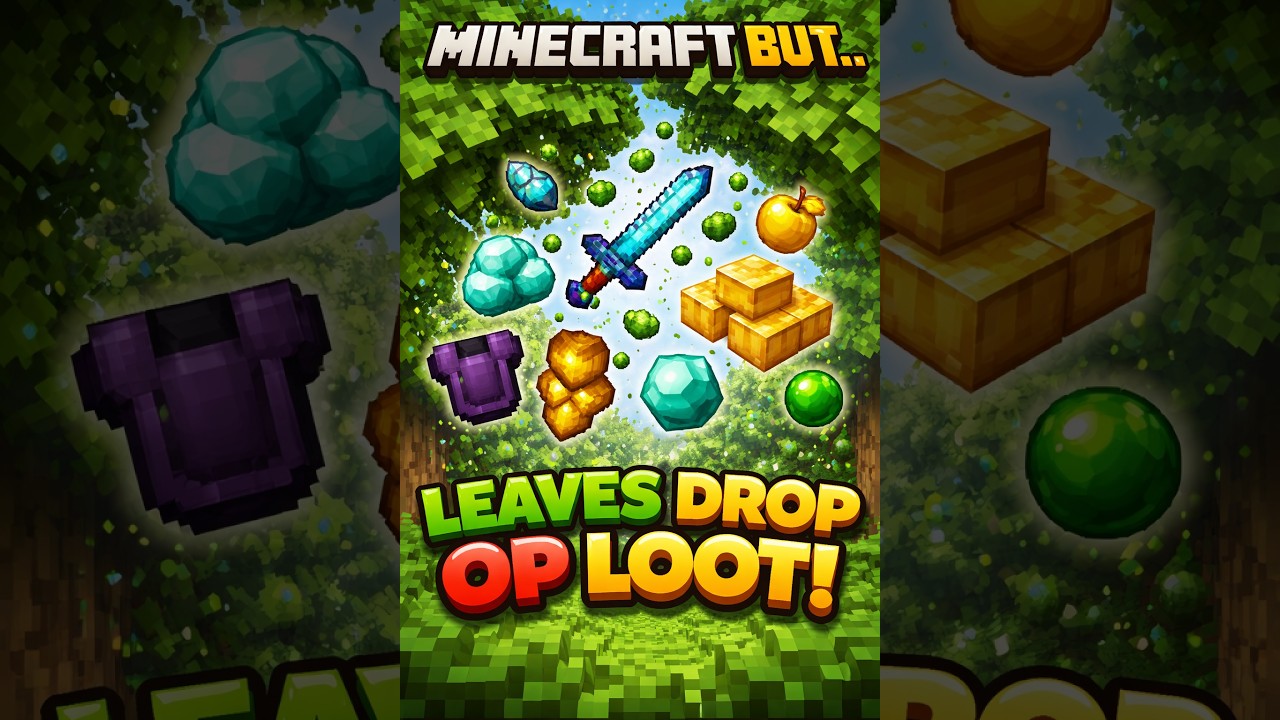 Minecraft but leaves drop op loot - YouTube