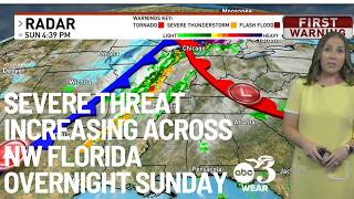 Severe weather threat increasing across northwest Florida overnight Sunday