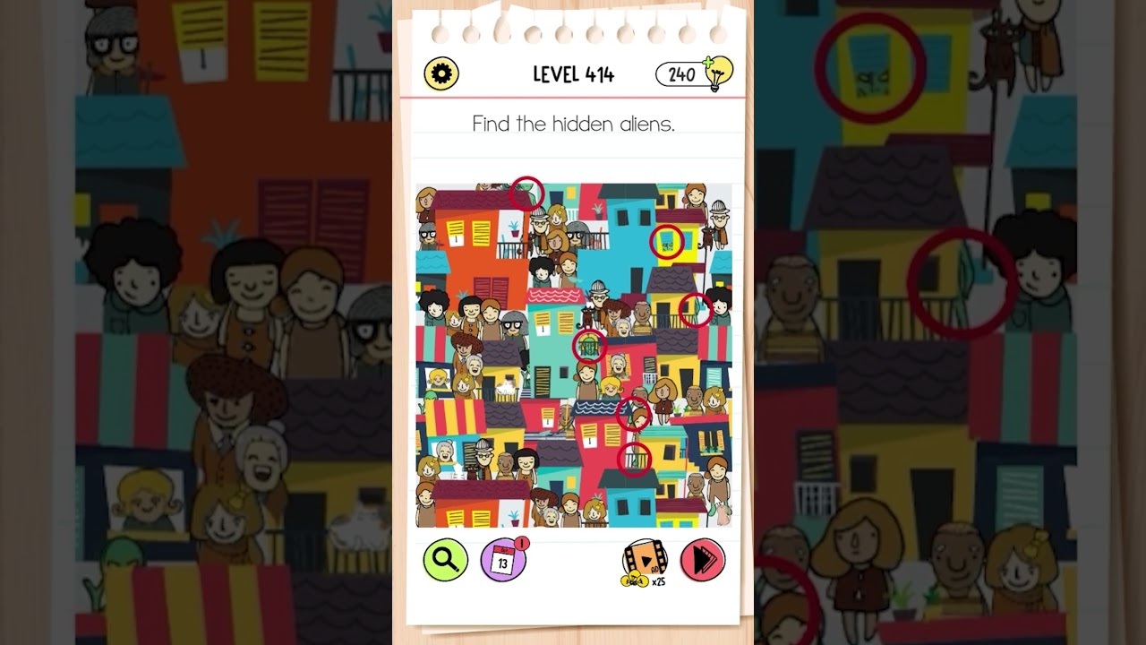 Brain Test All Star IQ Boost Level 414 Find the hidden aliens 