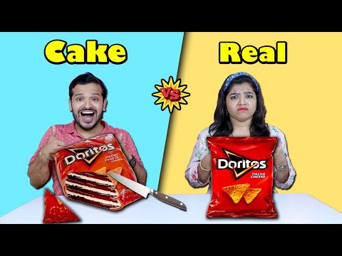 Real Vs Cake Food Eating Challenge | Realistic Cakes Eating Challenge | Hungry Birds