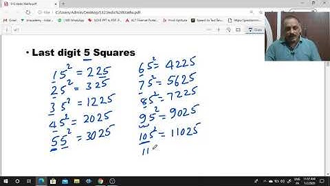 12) Last digit 5 squares Vedic Math by Banda Ravipal Reddy