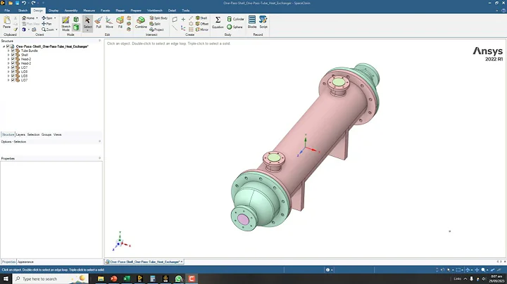 Extracting fluid volume for CFD analysis of shell and tube heat exchanger