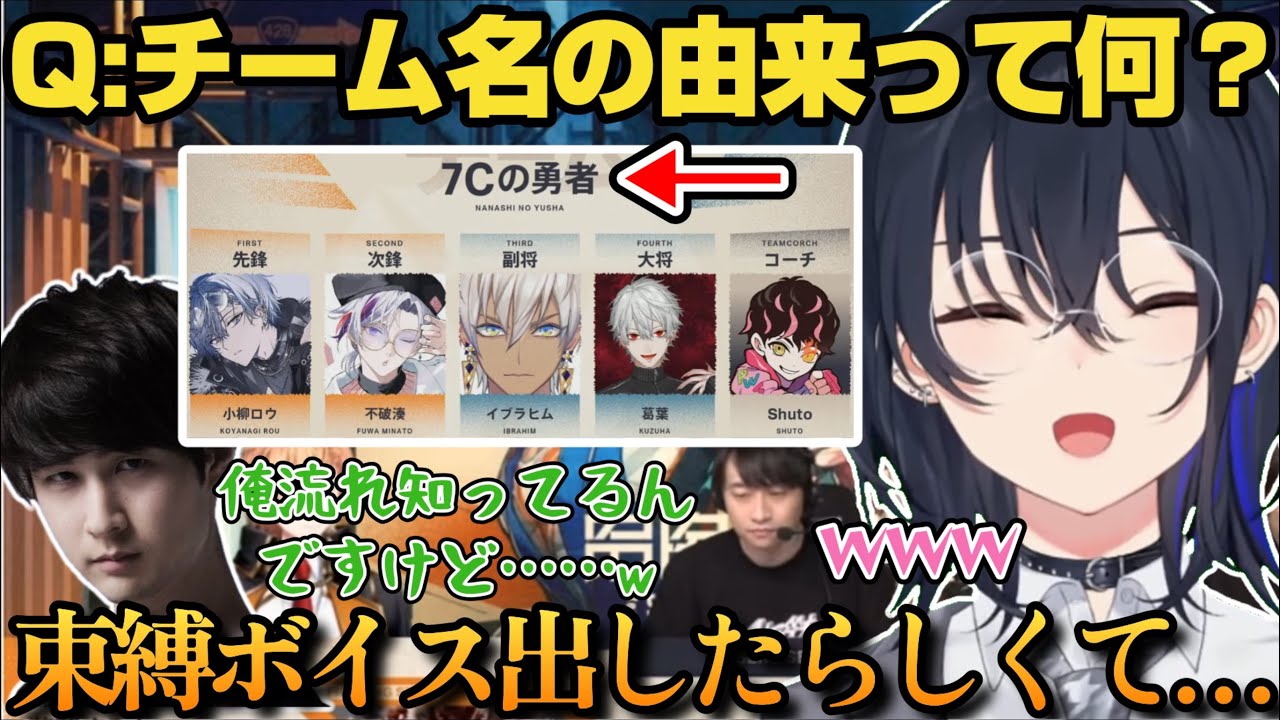 葛葉さんチームのチーム名の由来を知りノリノリでコーチをイジりまくる一ノ瀬うるは達ｗ【一ノ瀬うるは/アキ・ローゼンタール/乾伸一郎/渡会雲雀/ナウマン/ぶいすぽ/V最協第一幕/切り抜き】