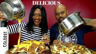 FULLY LOADED CHEESY NACHOS MUKBANG! TRYING OUT A NEW CHEESE! #yummybitestv
