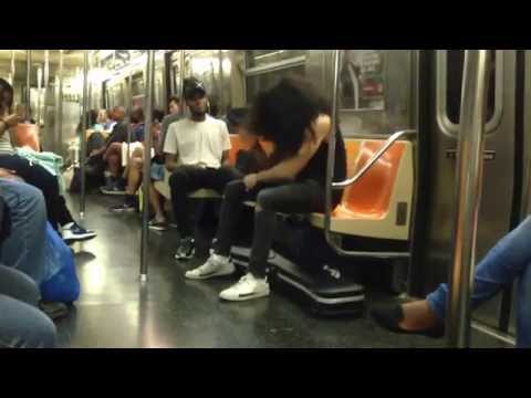 Blast Beat on the B Train (INSANE Subway air drummer!!)